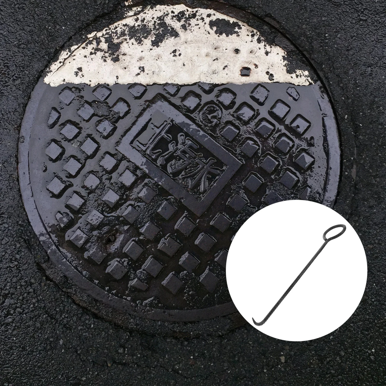 

Manhole Cover Hook Tool Metal Lid Lifter T-hook Pull Lifting Lifters Pulling Heavy Duty Hooks