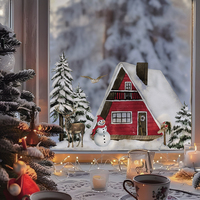 Christmas Decor Window Sticker, Stained Static Film Xmas Tree Reindeer,Double-Sided Viewable Durable Decals for Home Classroom