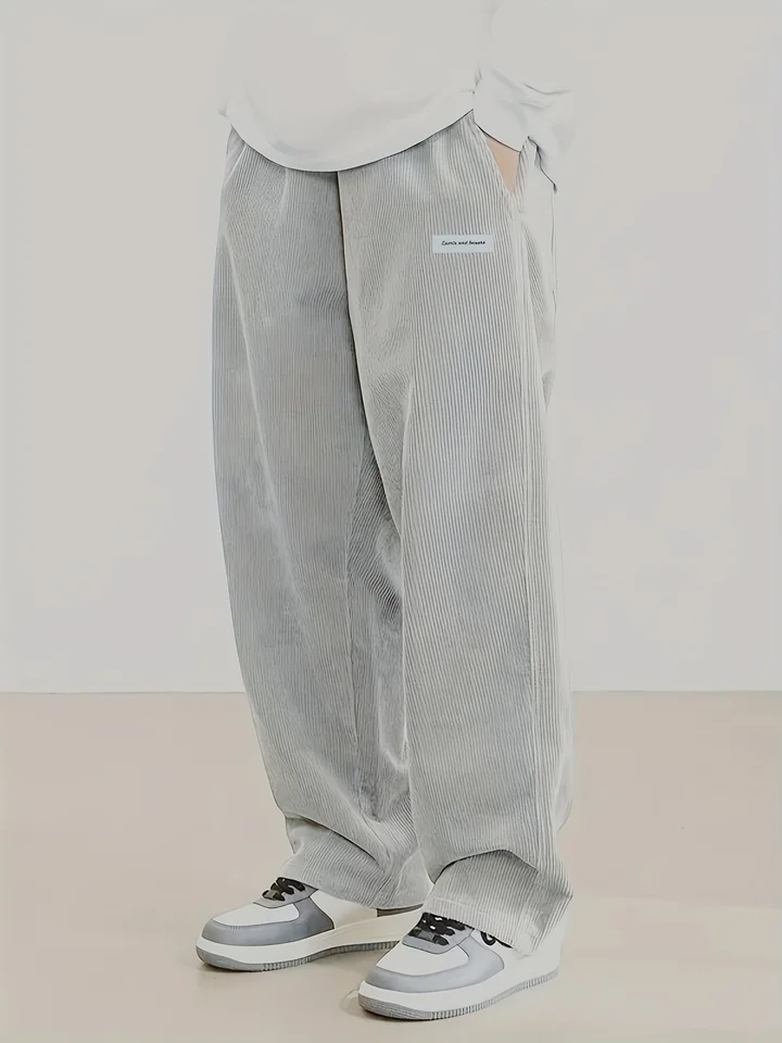 Men's corduroy loose European size hanging multi-functional casual straight leg pants, suitable for daily travel, image 3