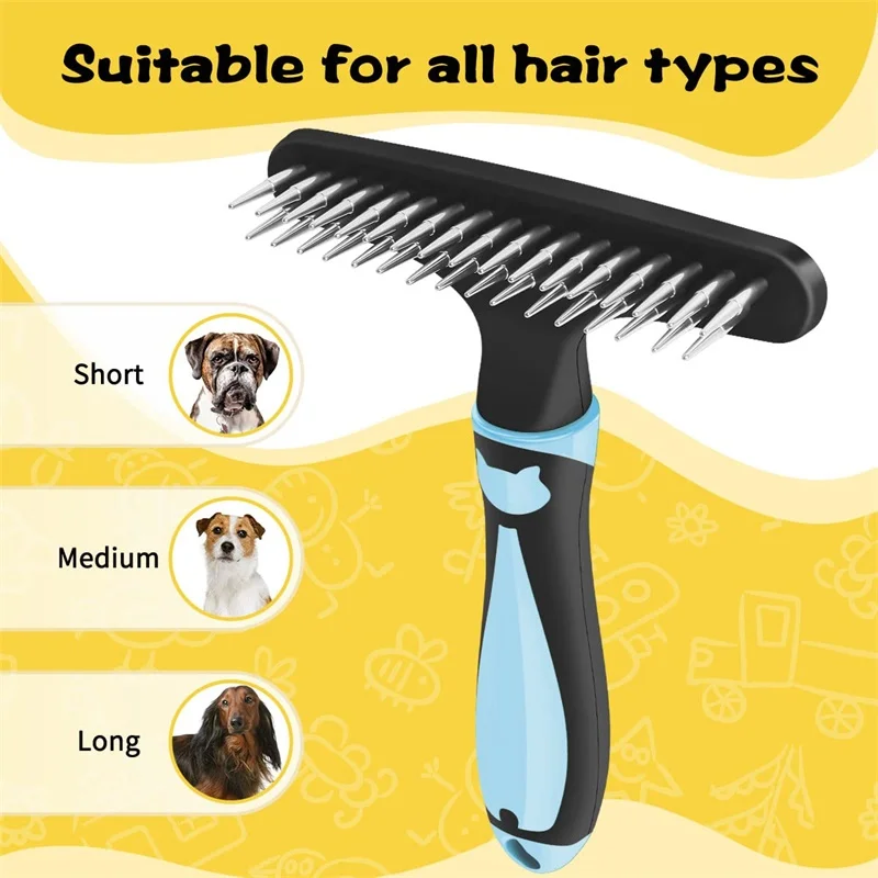 Pet Dog Cat Professional Grooming Long Hair Fur Rake Anti-Static Brush Comb Tool Undercoat Rake Comb Hair Removal Tool