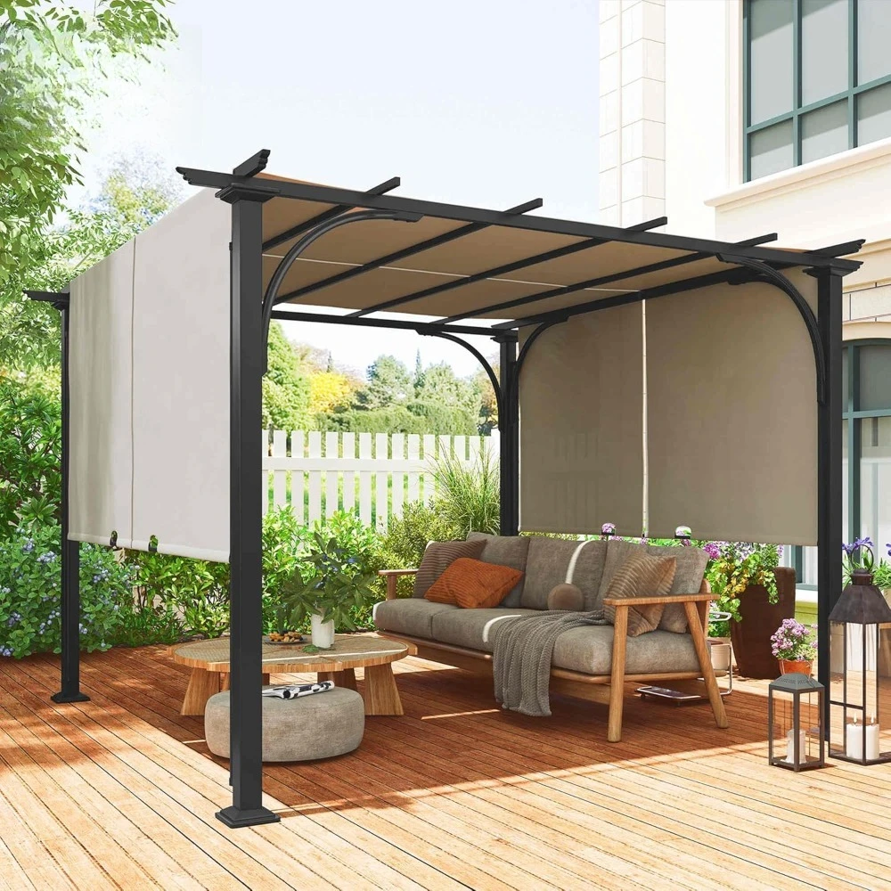 

10' x 10' Patio Pergola with Weather-Resistant Steel Frame, Backyard Sun Shade Canopy Cover Shelter for Porch Party