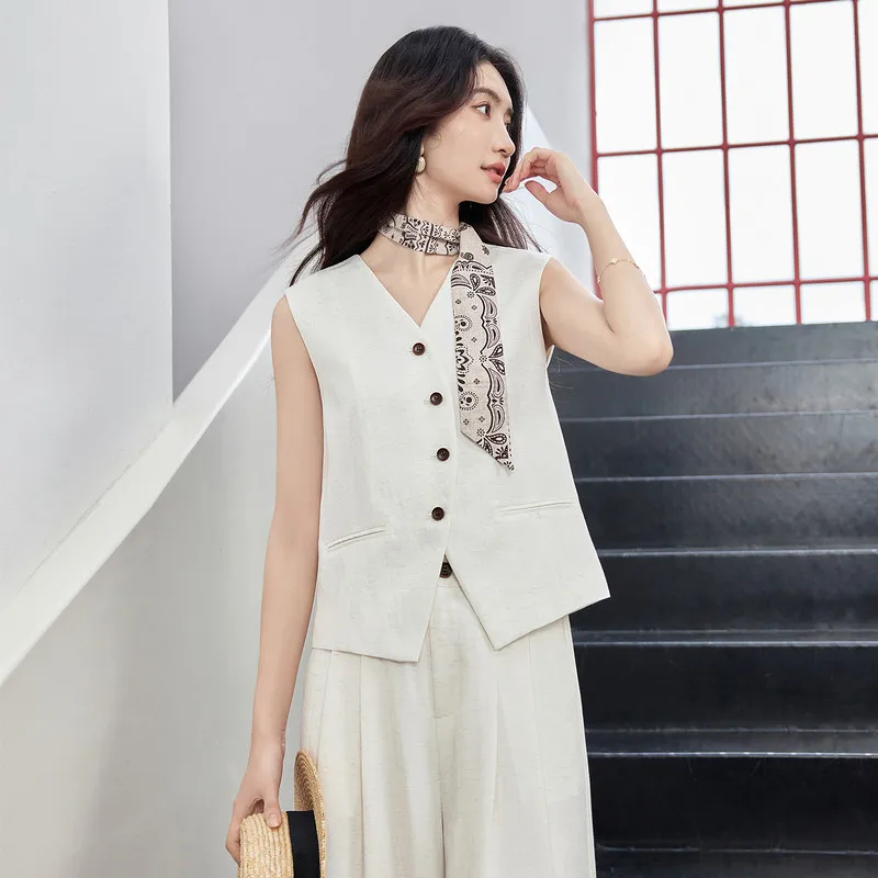 Natural Linen Vest