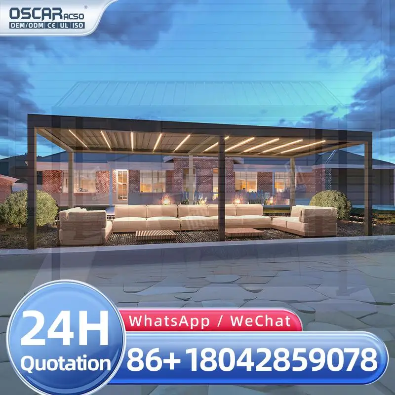 Waterproof 3x3 Metal Aluminum Manual Sun Shade Elegant Outdoor Garden Pavilion for Patio Backyard Picnic pergola