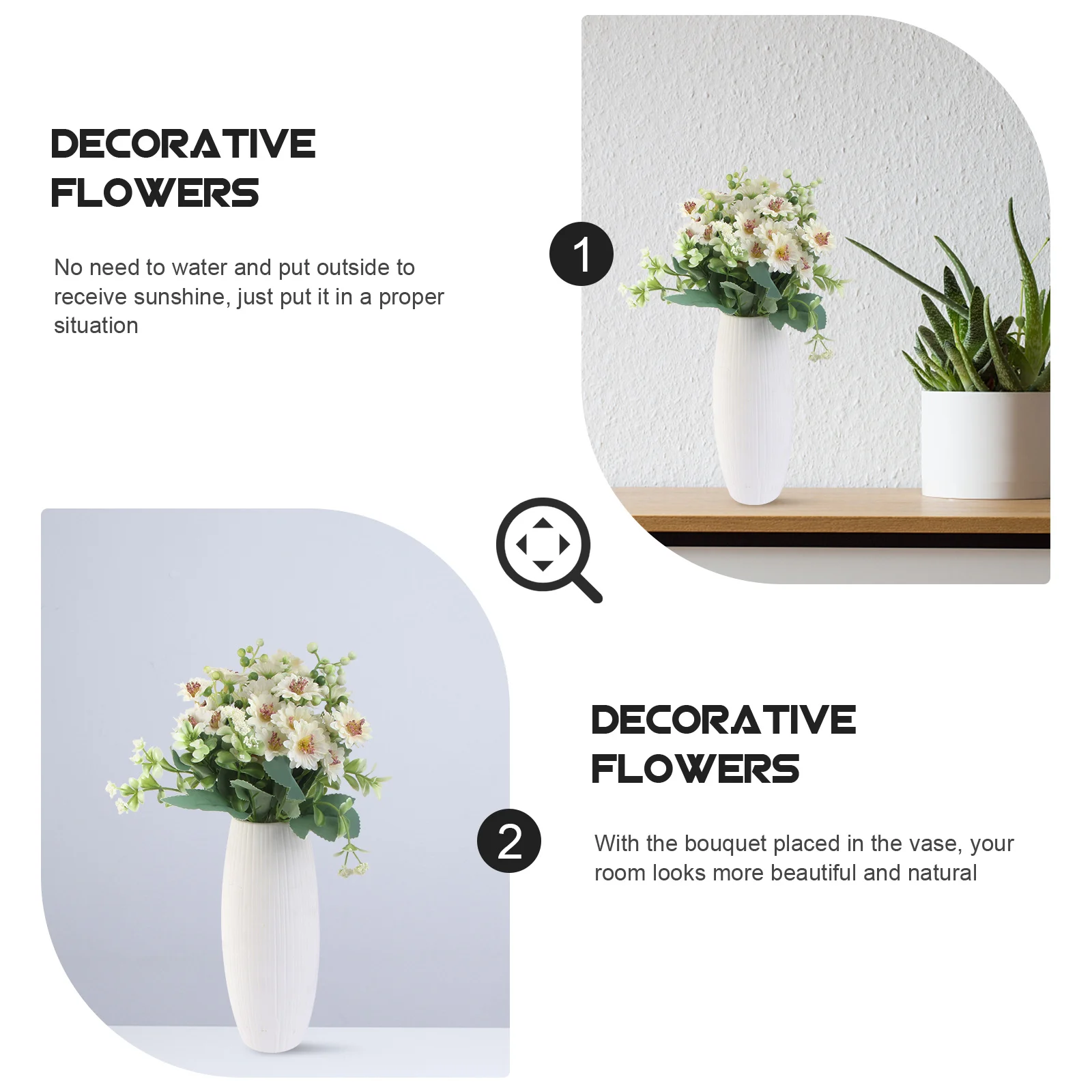 

2Pcs Fake Daisy Flower Arrangement Artificial Wedding Scene Decor Bouquet Ornament Lifelike Flower Decoration Fake Daisy Decor