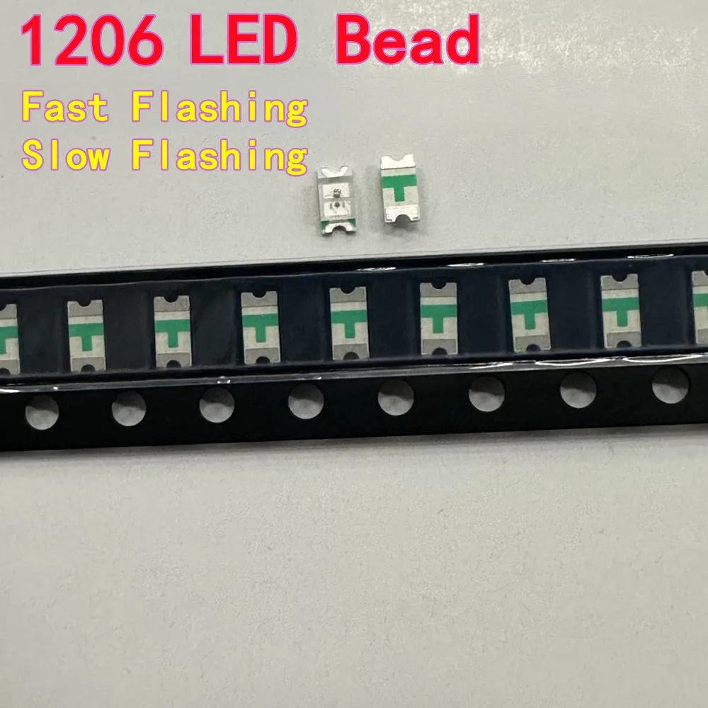 20pcs 1206 SMD LED Built-in IC 7-Color RGB Fast/Slow Flashing Reverse Mount Auto-Color Changing 1206 High-Brightness LED Bead
