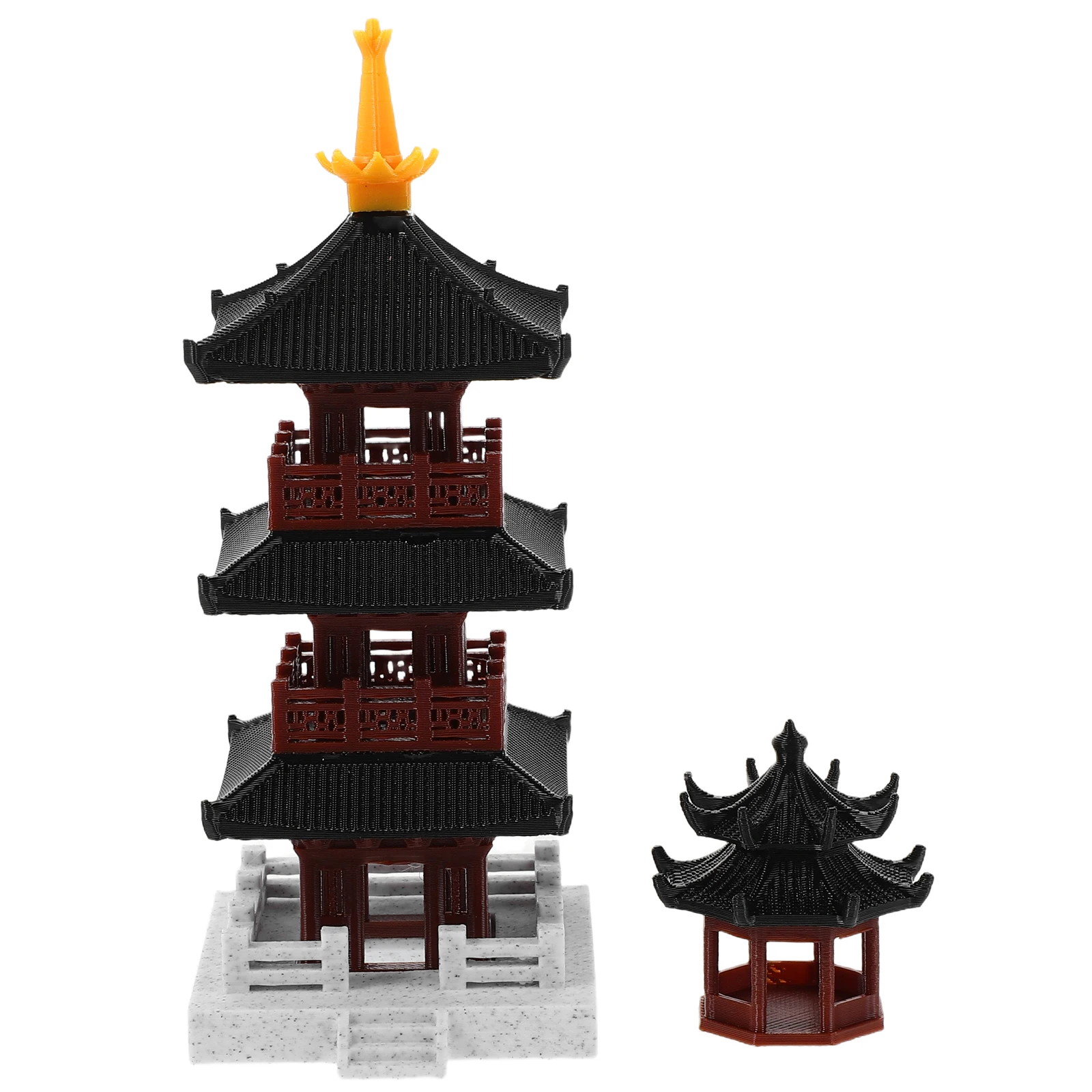 

2pcs Miniature Pavilion Chinese Ancient Building Sculpture Fish Tank Ornament Aquarium Decor Bonsai Garden Statue Retro