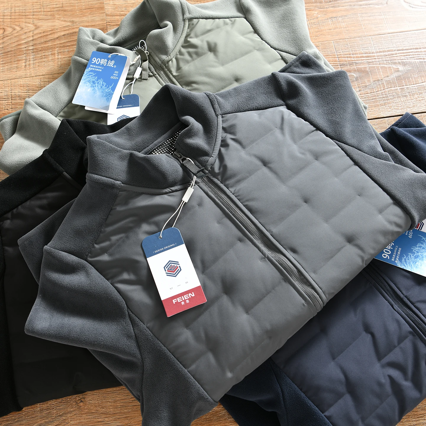 

Outdoor Function 90 down Fleece Patchwork Men's Casual Stand Collar down Jacket Autumn Winter Sports Inner Wear Polyester Fiber