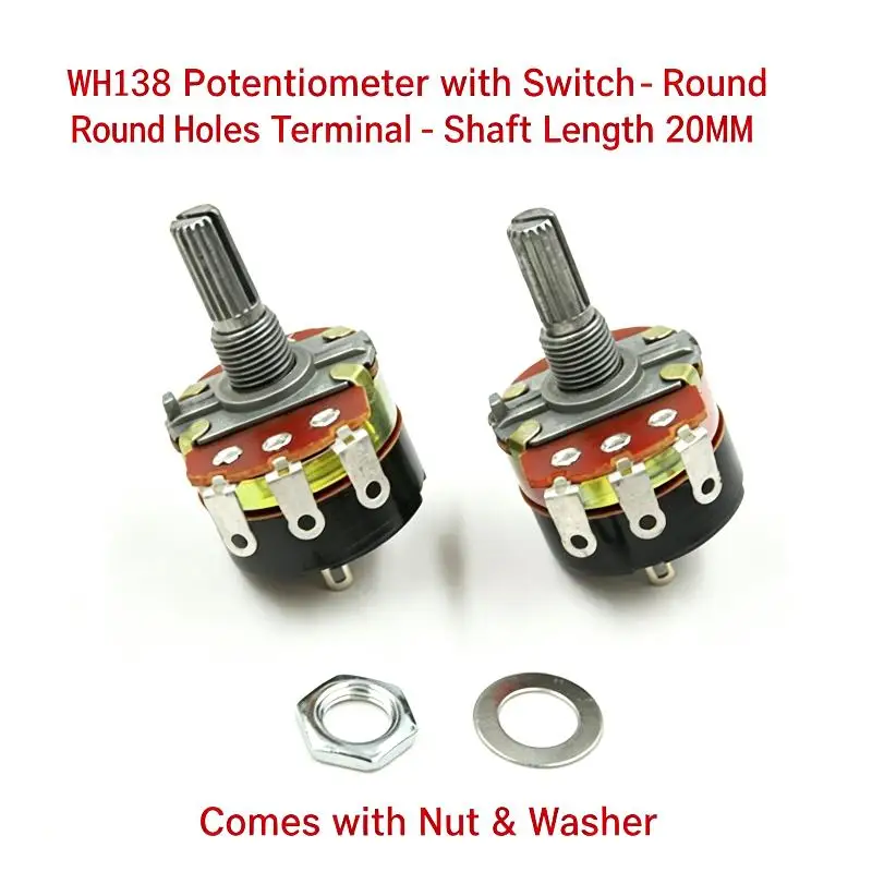 New WH138-1 Potentiometer B5K/10K/20K/50K/100K/250K/500K Adjustable Resistance Speed Regulator With Switch