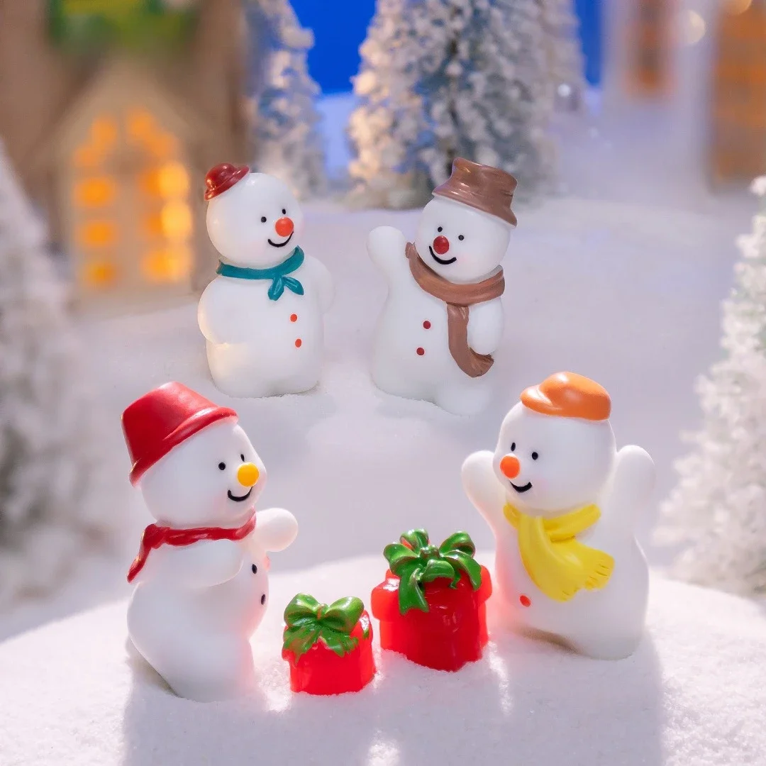 

Cute Snowball Fight Christmas Snowman Figurines DIY Ornament Crystal Bottle Accessories Mini Ornament Homes Decoration Crafts