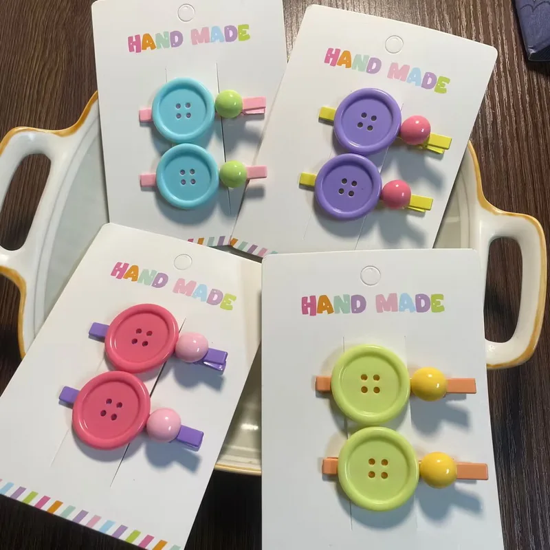 2 Stück/Set neue süße Knopf Haarnadeln für Baby Mädchen Süßigkeiten Farbe Pony Clip haarspangen mädchen haarklammer Haarschmuck – Detail 4