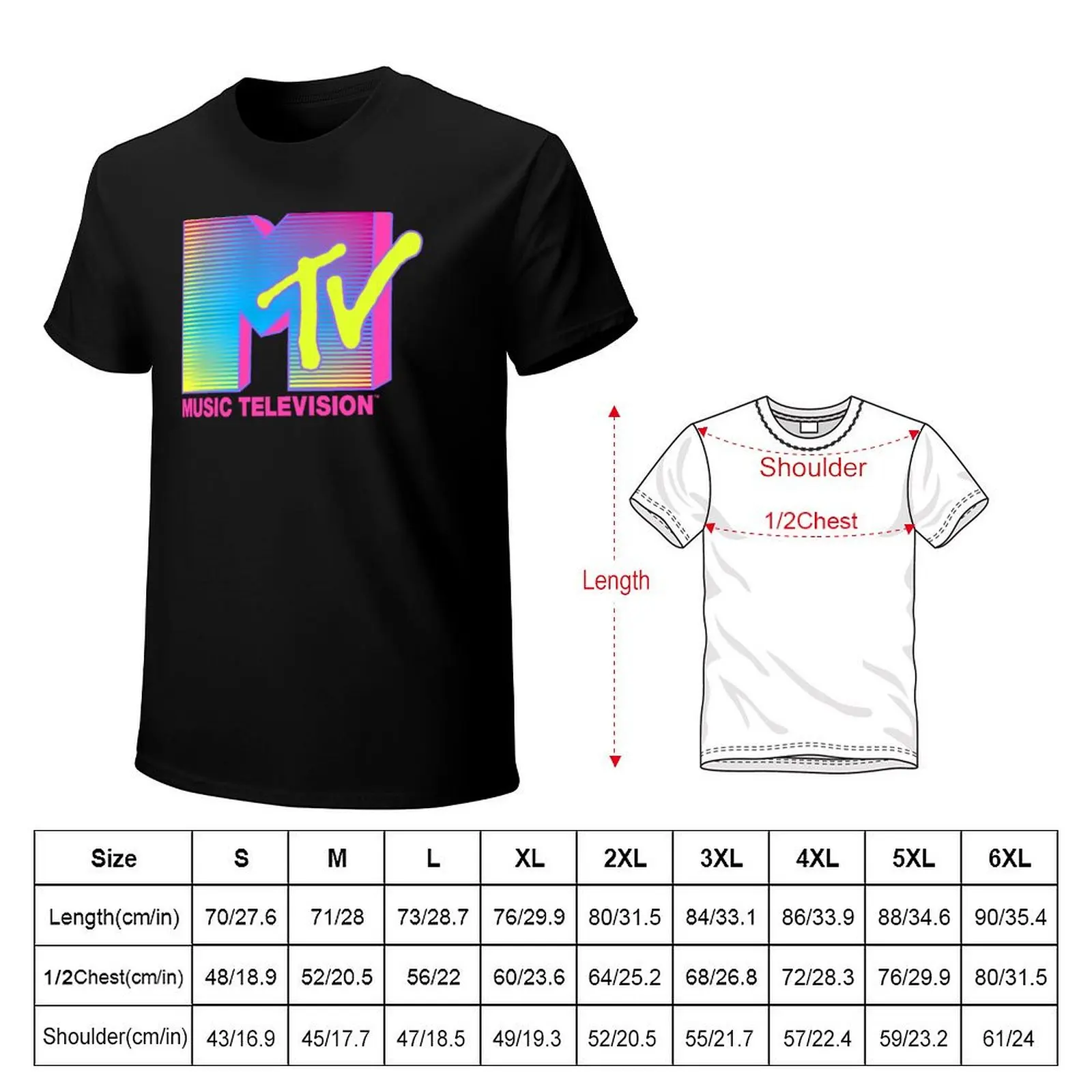 MTV Fluorescent Music Television Logo T-Shirt Work Outdoor T-Shirt for Men