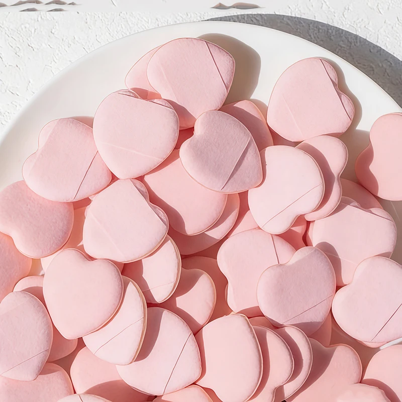 10/20/50 PCS  Heart-Shaped Finger Powder Puff Latex-Free Makeup Tool  Finger Air Cushion Sponge Powder Puff Set
