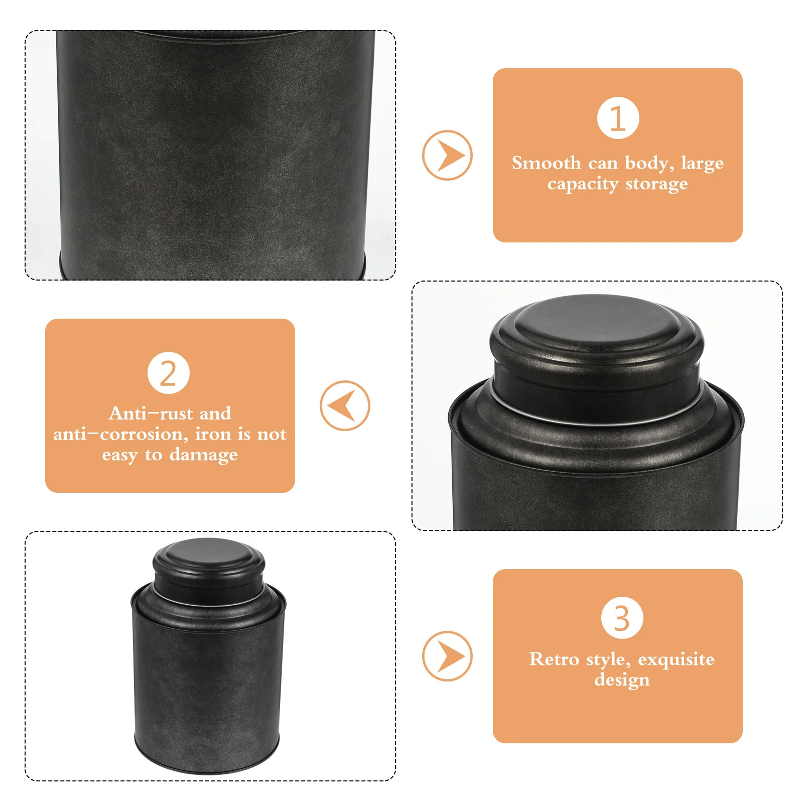 1Pcs Metal Tea Canister Grey Sealing Jar Household Round Tea Packing Container Multi-Purpose Candy Gift Holder