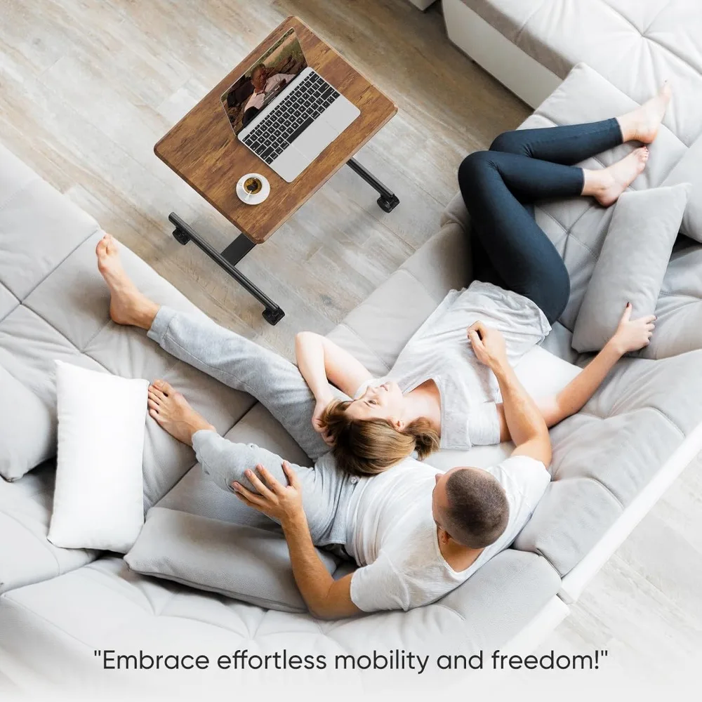 Mobile Small Standing Desk - Sit Stand Portable Rolling Laptop Desk with Lockable Wheels, Adjustable Height Computer Workstatio