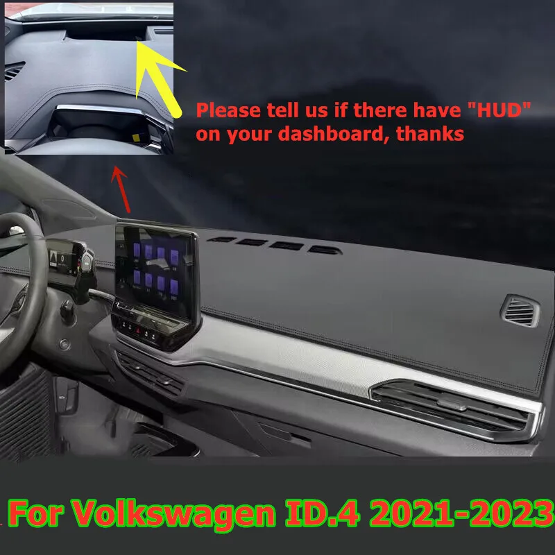 

For VW ID.4 2021-2023 Car Leather Dashboard Dash Cover Protector Mat Pad Black