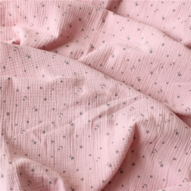 100*135cm five-pointed star Printed Cotton Crepe Fabric Cotton Double Gauze Fabric DIY Sewing Textile Pajamas Cloth Material