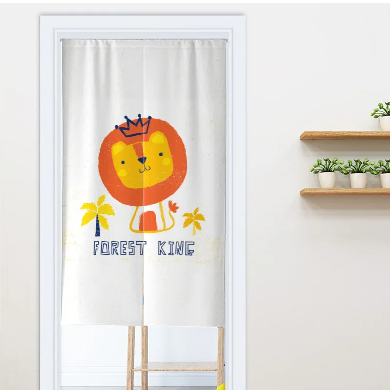 

Занавеска с мультяшными животными для раздевалки, конфиденциальная перегородка, дверной проем, шторы для кухонного входа, льняная подвесная полузанавеска