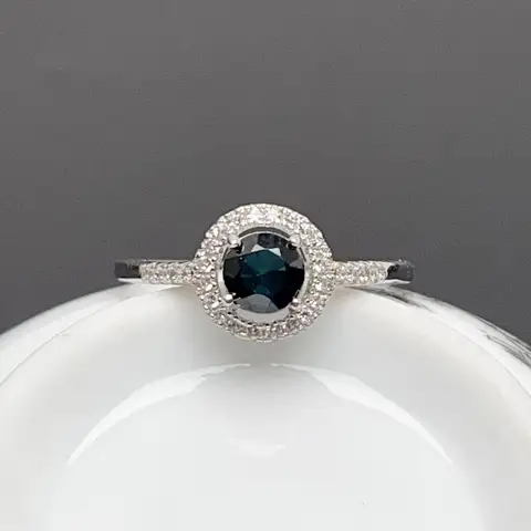 Genuine Sapphire Ring 5mm Natural Sapphire 925 Silver Ring 18K Gold Plated Sivler Gemstone Jewelry with 18K Gold Plating