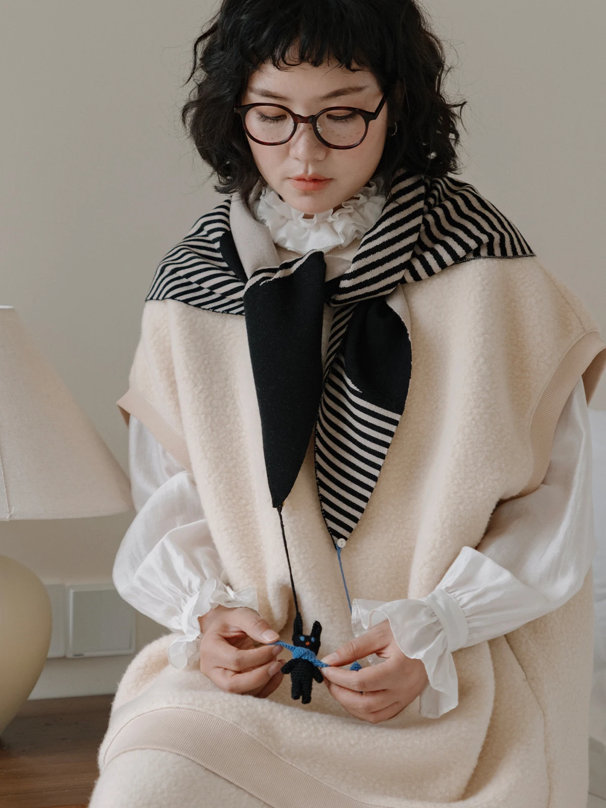 

Original Handmade Rabbit Town Woolen Scarf Shawl Warm Anti-Aging Multi-Functional Geometric Pattern Unisex Scarf