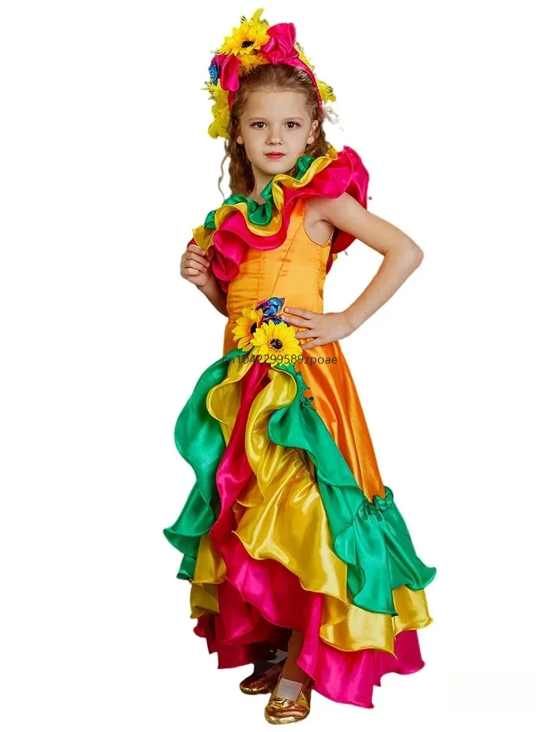 Flamenco spagnolo Rumba Samba Costume da ballo Ballerino brasiliano Ragazzi Ragazze Costume Cosplay Ragazzo Carnevale Abito Body Set