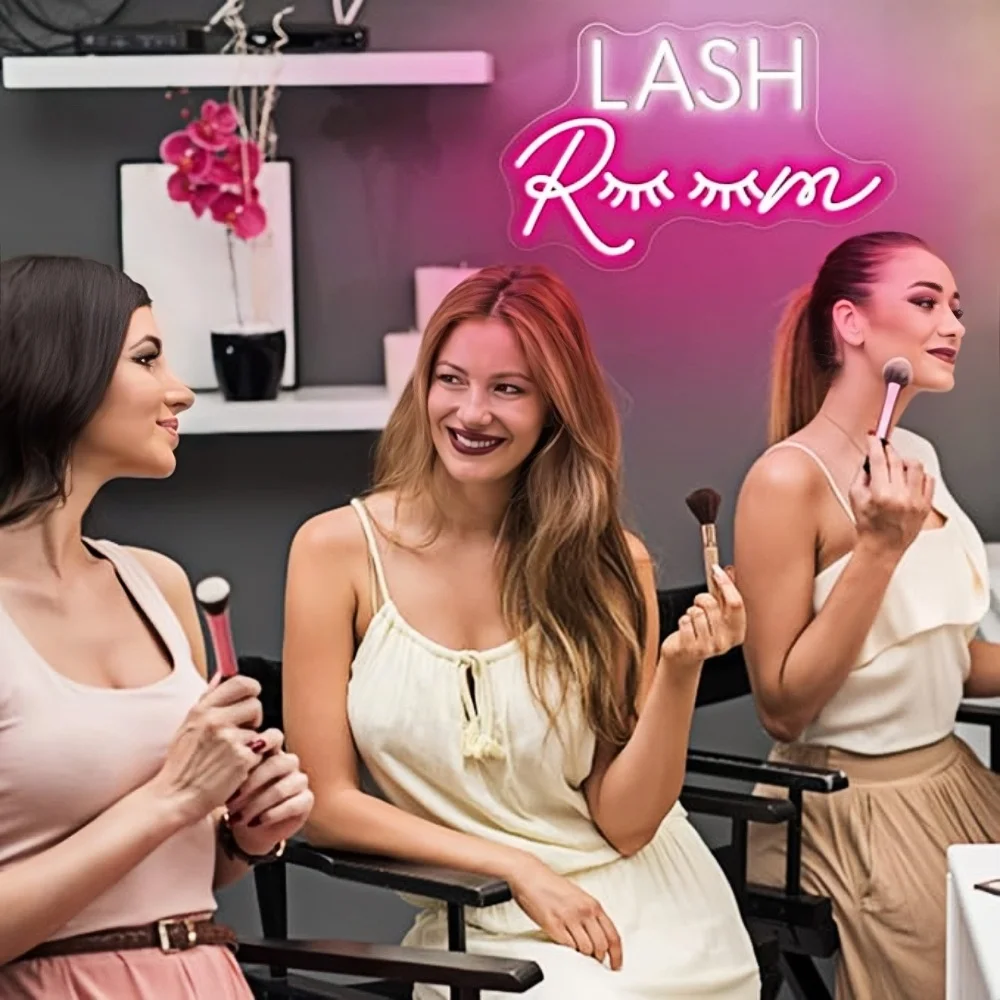 Lash Room Neon Sign Eyelashe Light Pink Glow LED Sign USB Powered Neon Light voor meisjes Make-up Beauty Room Decor Home Wall Decor