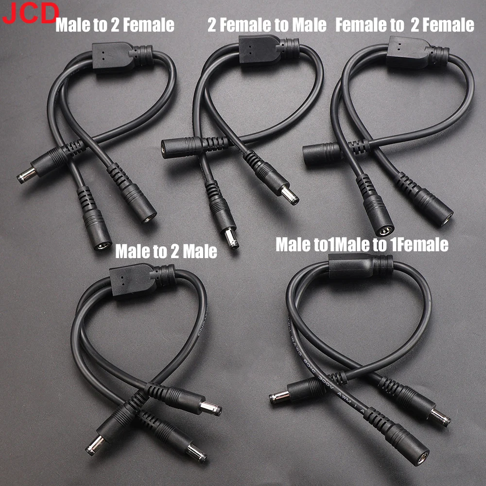 10a 18awg 19v 24v 12v 2 vias dc 1 macho para 2 macho fêmea divisor conector adaptador de fonte de alimentação cabo de extensão 5.5x2.1mm plug m