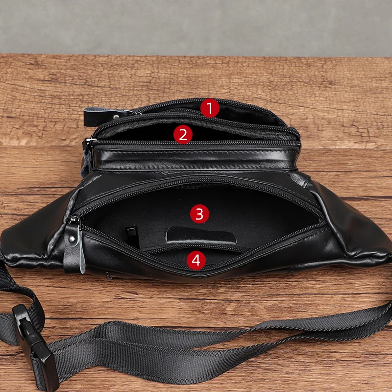 Men Waist Pack Genuine Leather Bag Waist Belt Bag Leather Fanny Pack For Men  Fashion Mini Phone Bag Male Shoulder Bags