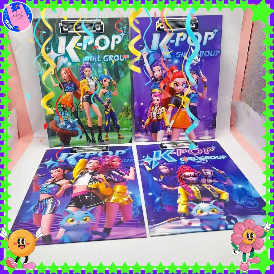 Kpop Demon Hunters Рождественский буфер обмена формата А4, милая доска для письма в стиле аниме, экзаменный блокнот, кавайные школьные принадлежности, держатель для файлов для студентов