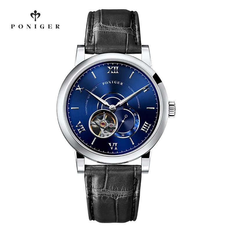 

PONIGER New Style MIYOTA Movement Thin Men Wrist Watch 41.5mm Classic Skeleton Design Luminous Automatic Watches