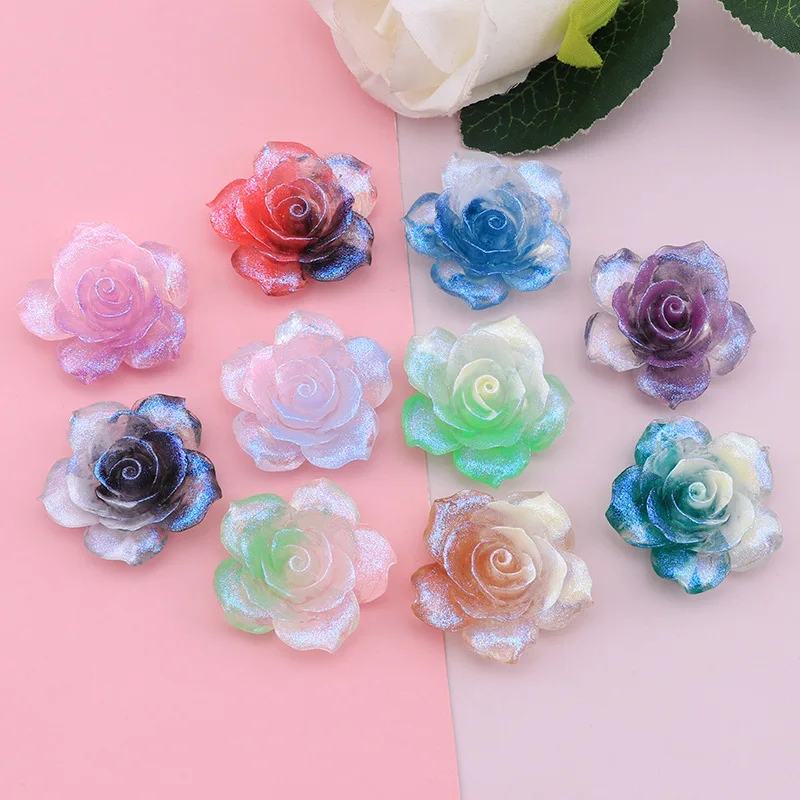 

20pcs Vintage Resin Flower Cabochons Flatback Big 34mm 3D Camellia Rose Embellishments Flat Back for Scrapbooking Accessories