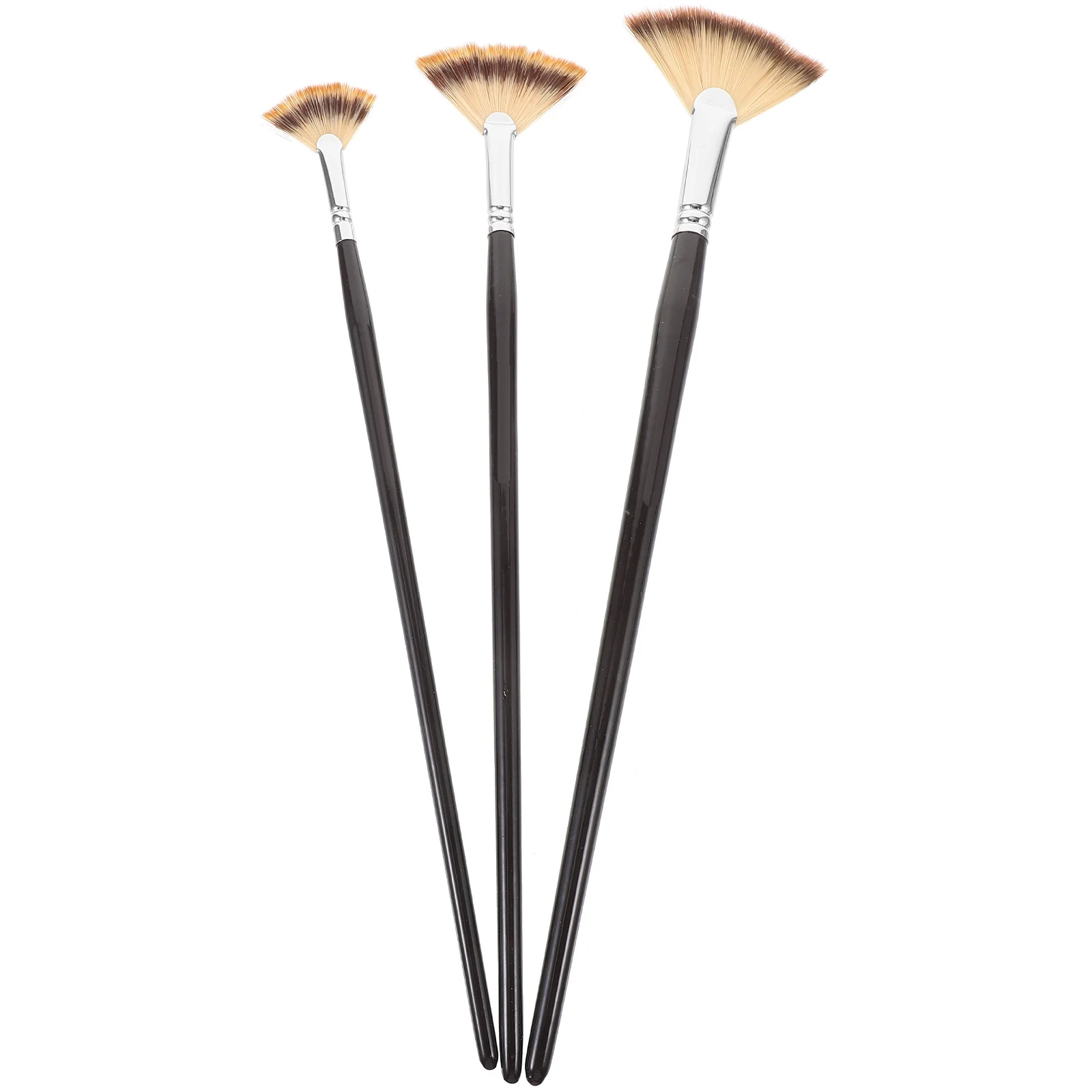 3 Pcs Oil Brush Set Beginner Artist Paint Acrylic Sector Painting Tool Fan Unused