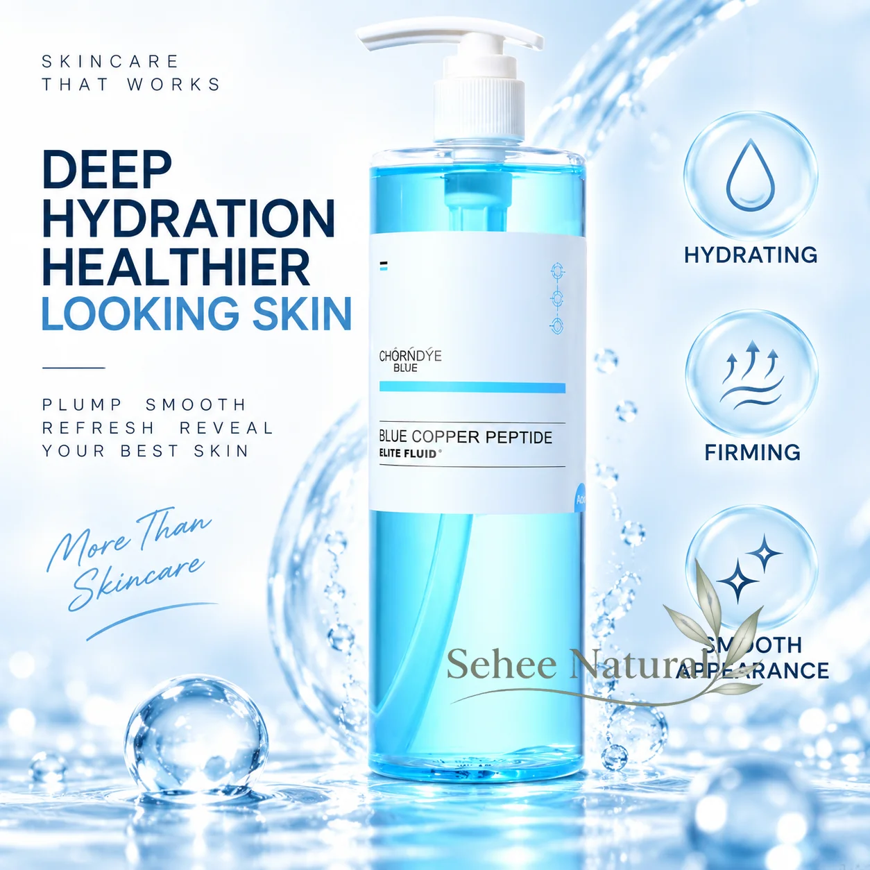 GHK-CU Copper Peptide Facial Serum 500ML Firming Hydrating Skin Barrier Repair Antioxidant  Salon Professional Skin Care