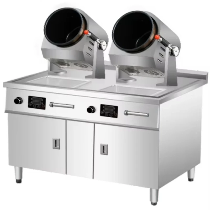 خزانة قلي روبوت برأسين، ماكينة طهي طبلة أوتوماتيكية أوتوماتيكية غير لاصقة، طعام ذكي تجاري #1