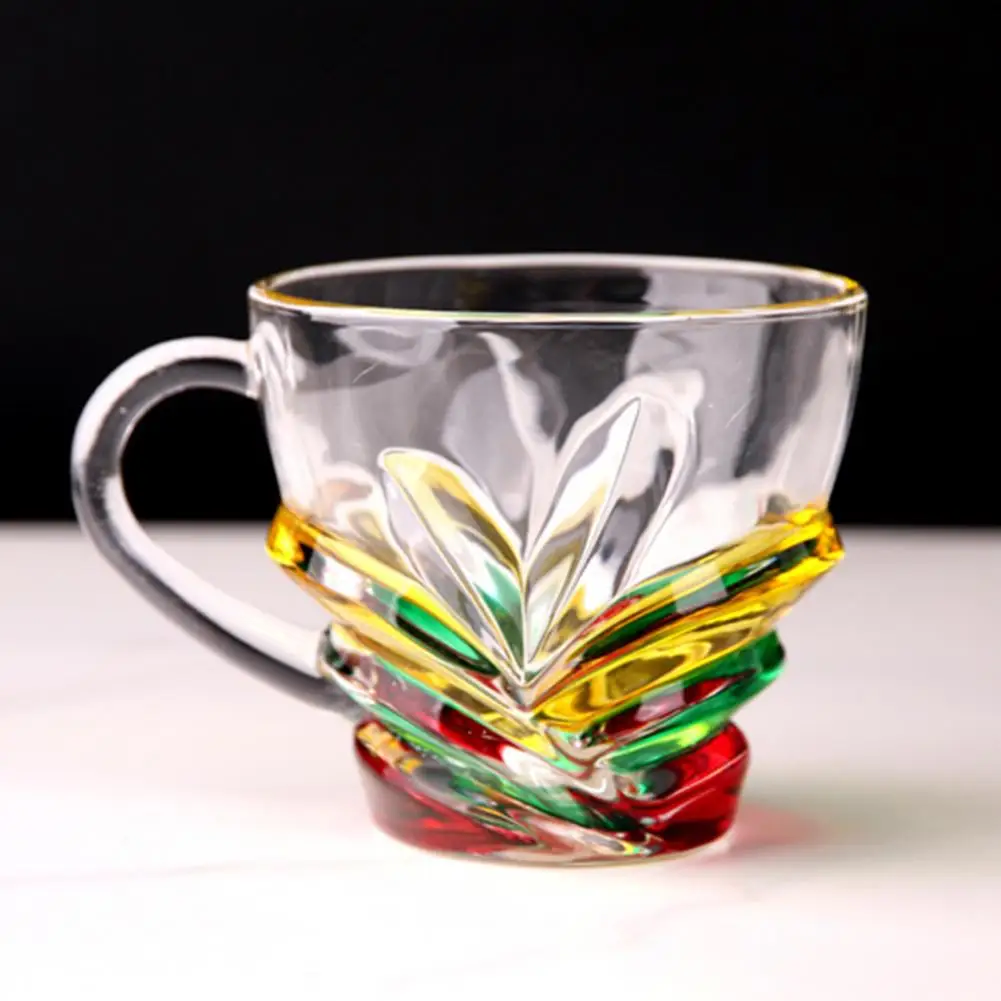 

Эргономичная кофейная чашка, термостойкая стеклянная кружка, ручная роспись, набор стеклянных кофейных чашек, художественная чайная кружка, стильная кружка для латте для дома