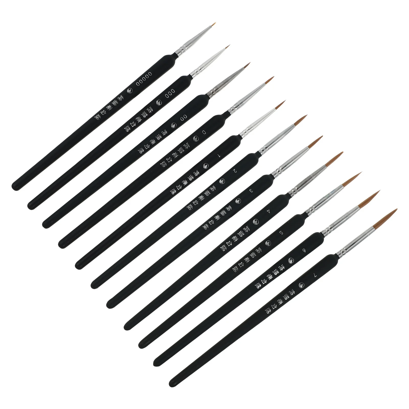 11本入り ウルフヘアライナーブラシ プレミアムディテールペイントブラシ アクリル水彩油絵用 細部描画ペン アート