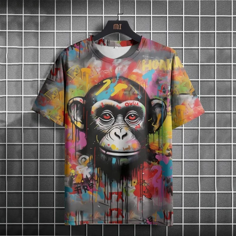 

Monkey Tiger Alpaca 3D Print Sports Quick Dry Breathable Men T-shirt Interesting Animal Street Casual Fashion Trend Short Sleeve