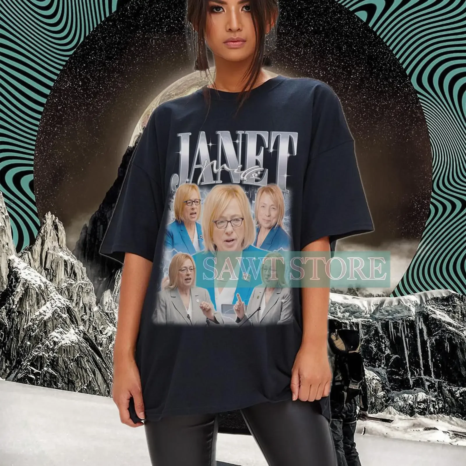 Vintage 90s Janet Mills Homage T Shirt Retro Fan Merch Casual Unique Top vintage Washed Soft fashion streetwear