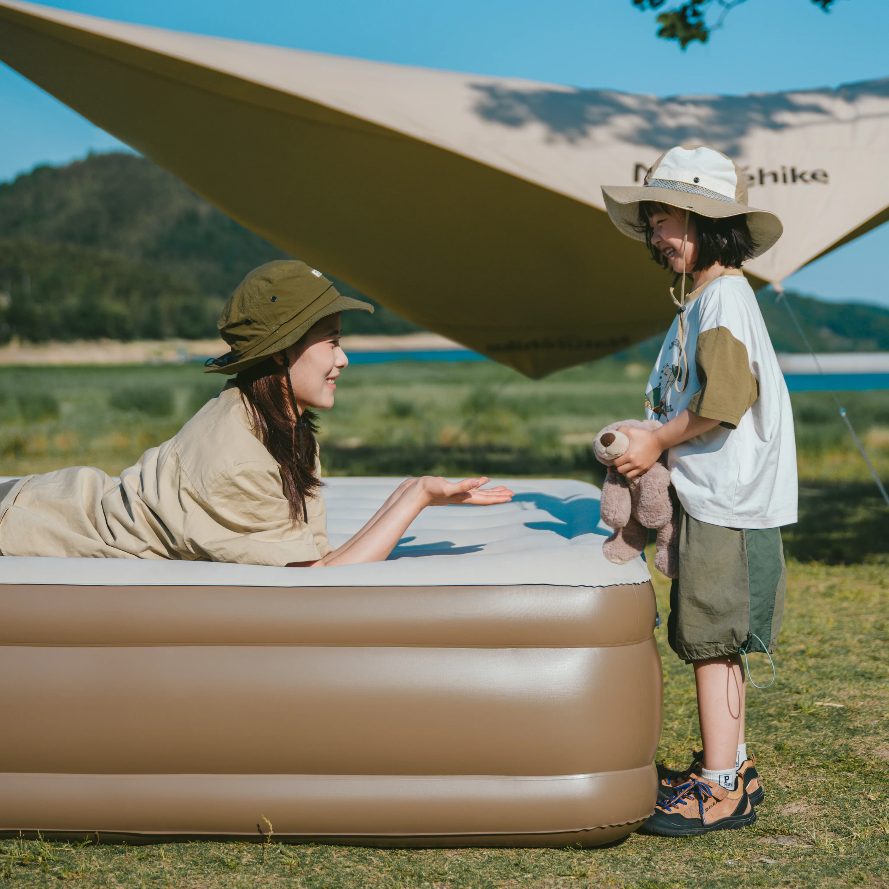 Naturehike Outdoor Bed Air Cushion Air Mattress for 1/2/3 People 45cm Thickening Self-Inflating Built-in Air Pump Camping Home