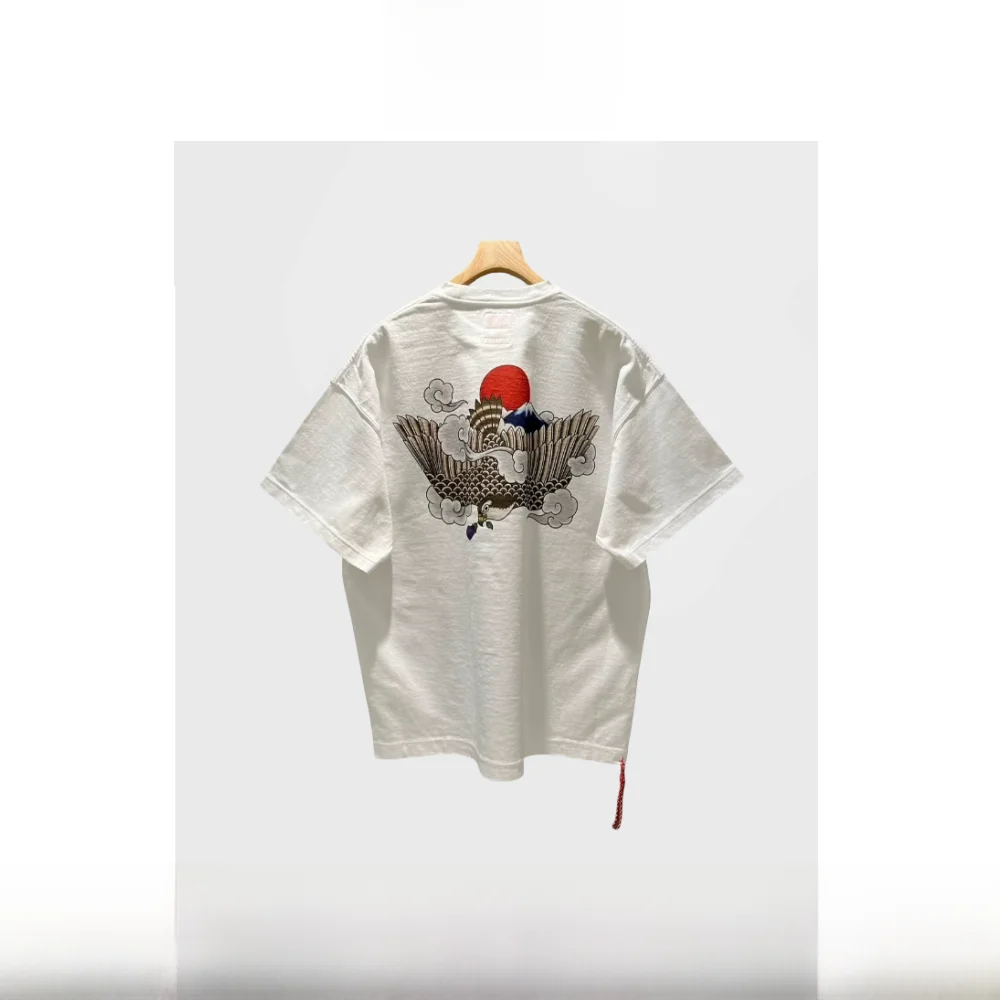 

Loose Fit Summer T-irt Couple round Ne ort Sve Red Rope Design Casual Youthful Sle Japanese Sle Fuji Mountain Ea...