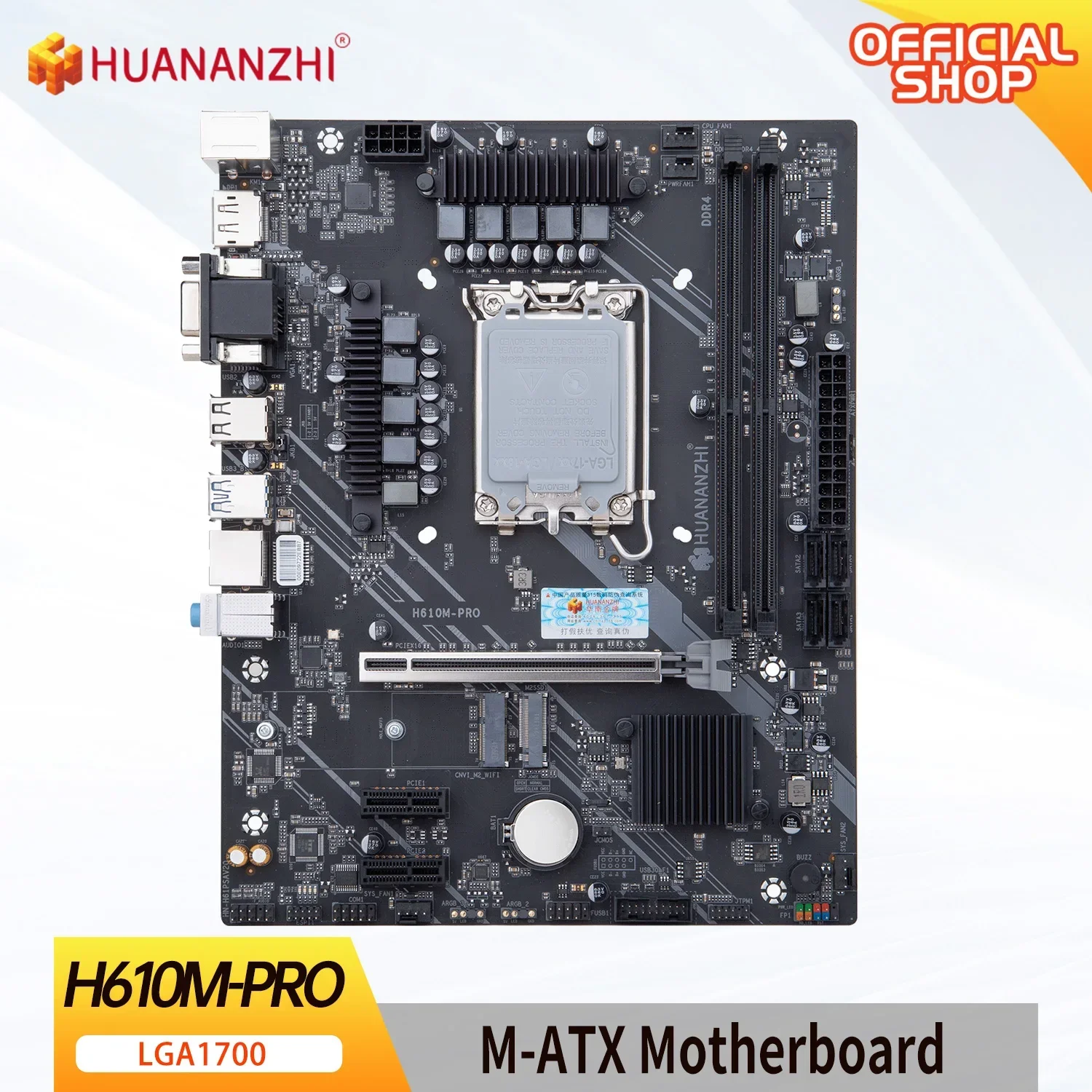 

HUANANZHI H610M PRO M-ATX DDR4 Motherboard Support 12 13 Gen H610 Intel LGA 1700 CPU 12100F 12400F 12490F 12600F 12700F 13600F