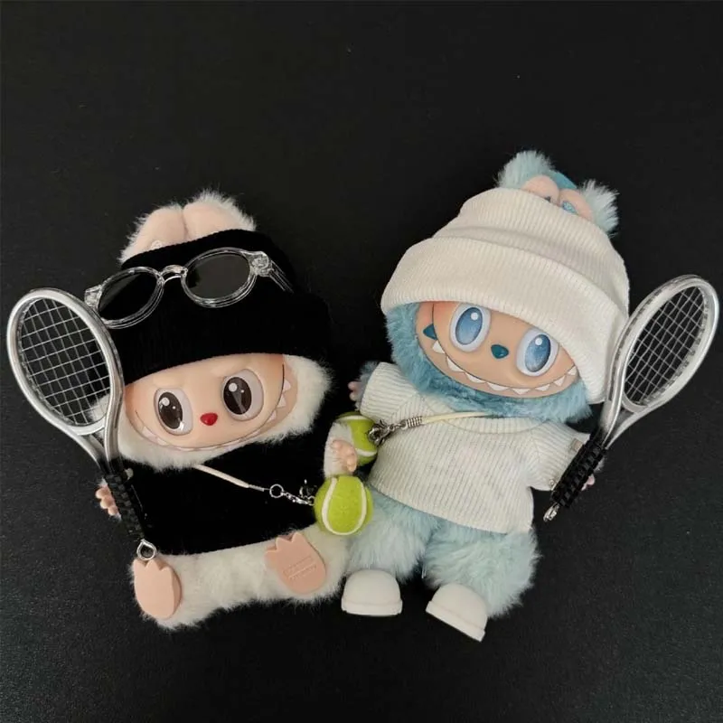 Labubu Doll Clothes Outfit Accessories Tennis Racket for 15-17cm Labubu Idol Dolls Clothes Hat Set Clothing Labubu Accessories