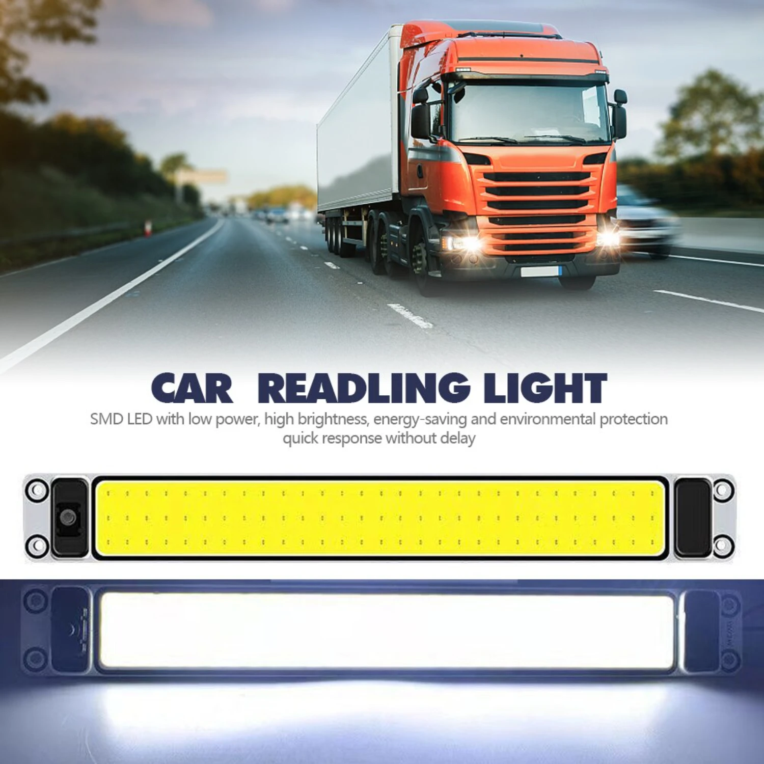 Bright Ceiling Lamp with On Off Switch - Ideal Night Reading Strip Light for Van, Lorry, Truck, Camper and Boat Interior - 12-24