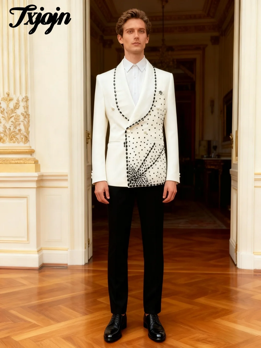 

Luxurious Double-Breasted Men's 2PCS 2026 Elegant Jacket Suit Casual Party Prom Wedding Set For Wedding Groom Suit