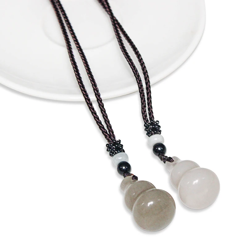 Natural Jade Gourd Shape Pendant Necklace for Women Men with 28