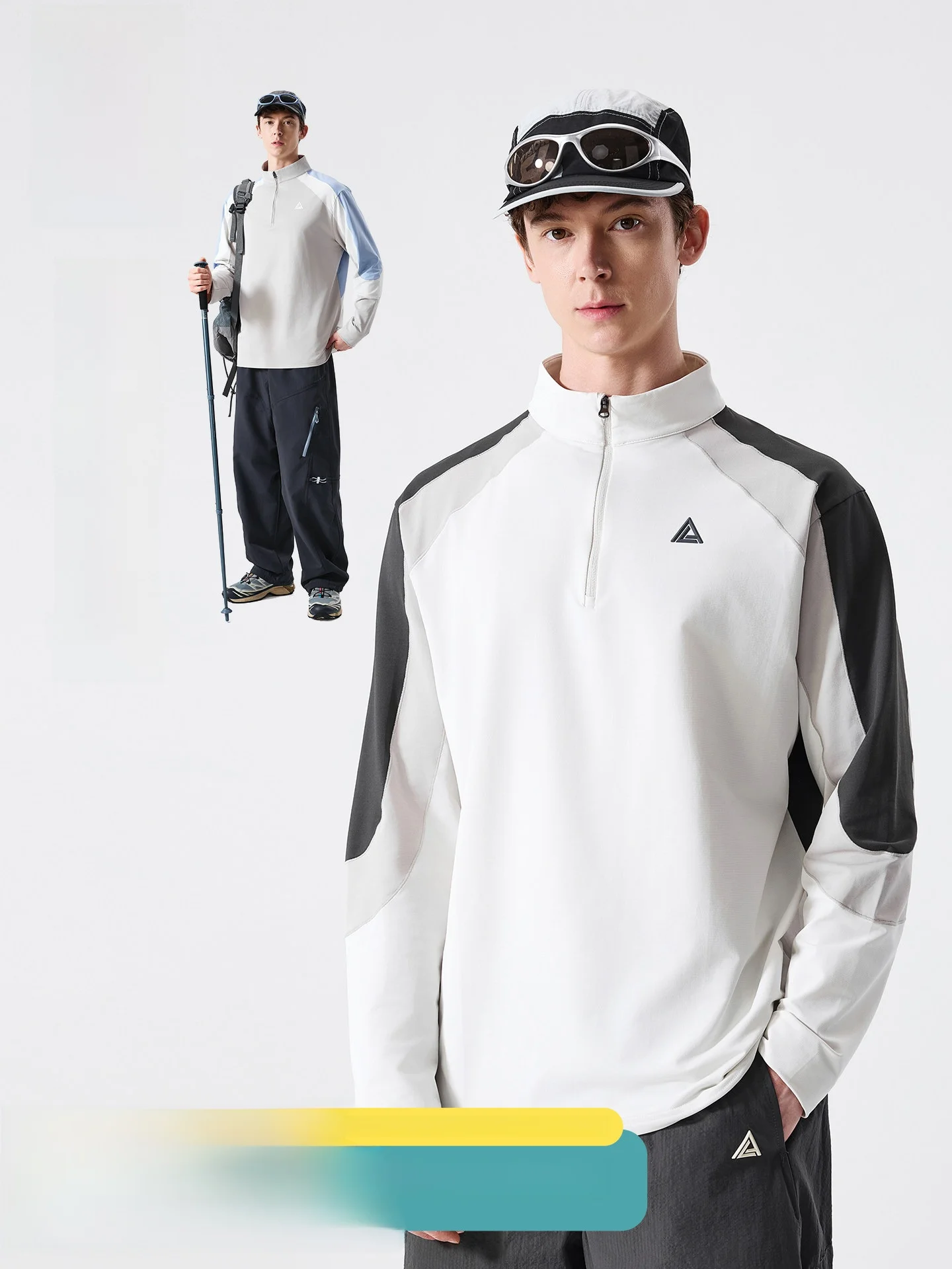 LAZY DAY Outdoor Men's Long Sleeve T-Shirt Quick Dry Moisture Wicking Half Zip Sports Top for Climbing Hiking Autumn Season