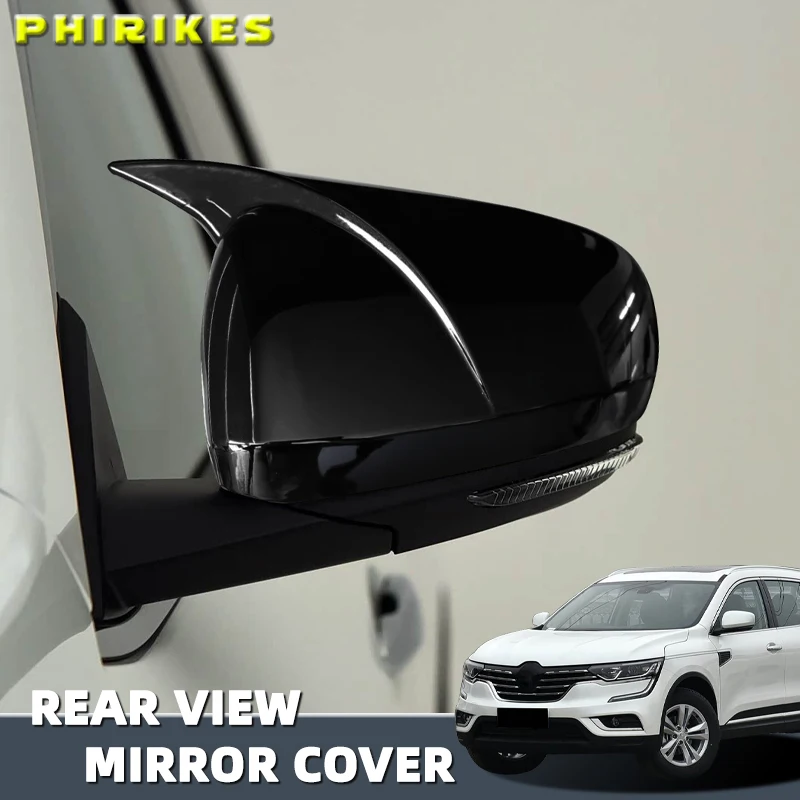 For Renault Koleos MK2 HC For Samsung QM6 ABS Black/Carbon Car Rearview Mirror Cover 2017-2023 accessories