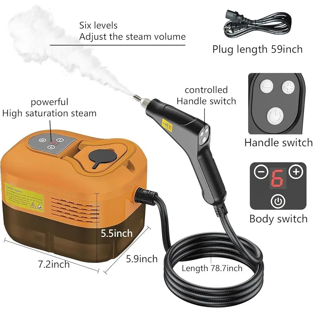 منظف بخار محمول متعدد الأسطح 105 ℃   منظف بخار محمول للتنظيف الطبيعي عالي الضغط مع شاشة تعمل باللمس وقابل للتعديل