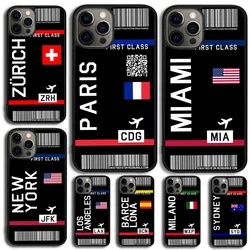 Boarding Pass Plane Ticket Phone Case For iPhone 17 Air 16 15 14 13 12 11 Pro Max Plus Max Cover Shell coque