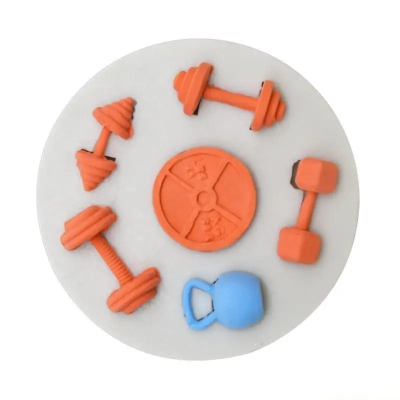 QX2E DIY Baking Mould Barbell Fitness Equipment Moulds Cake Baking Tools Fondant Cake Decoration Silicone Material Mold