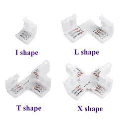 5-50pcs LED Strip I / L / T / X Shape Connector 2PIN 3PIN 4PIN 5PIN Free Soldering Connector for 5050 RGB RGBW WS2812 LED Strip